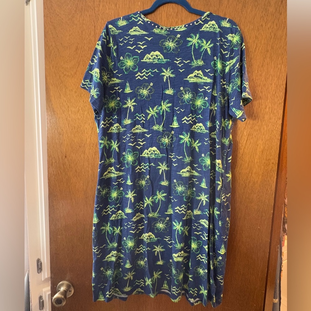 Quacker Factory by Jeanne Bice Size XL Tunic Dress Tropical Vacation QVC pockets - Picture 6 of 6